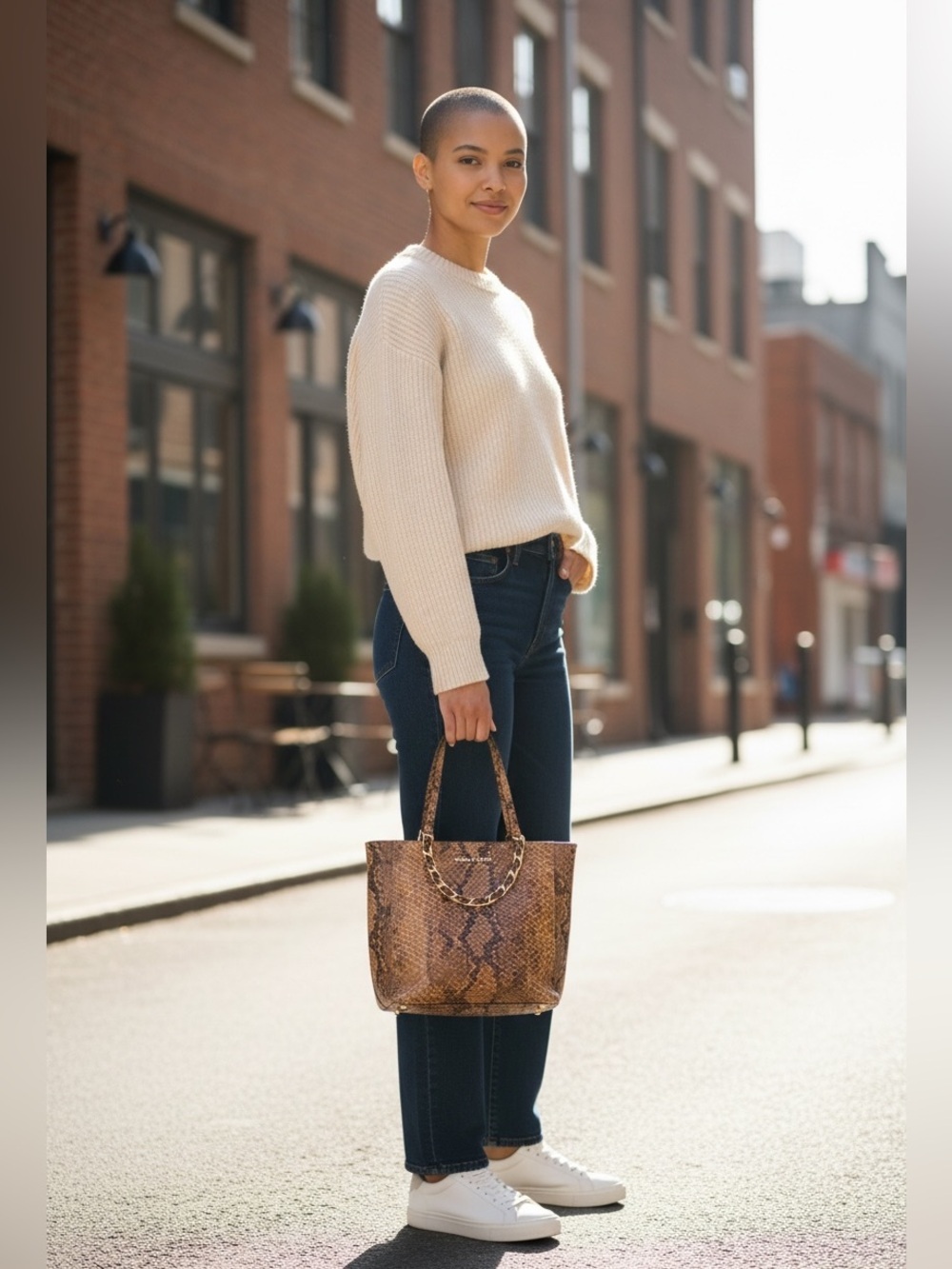 Michael Kors Tan Snake Print Tote